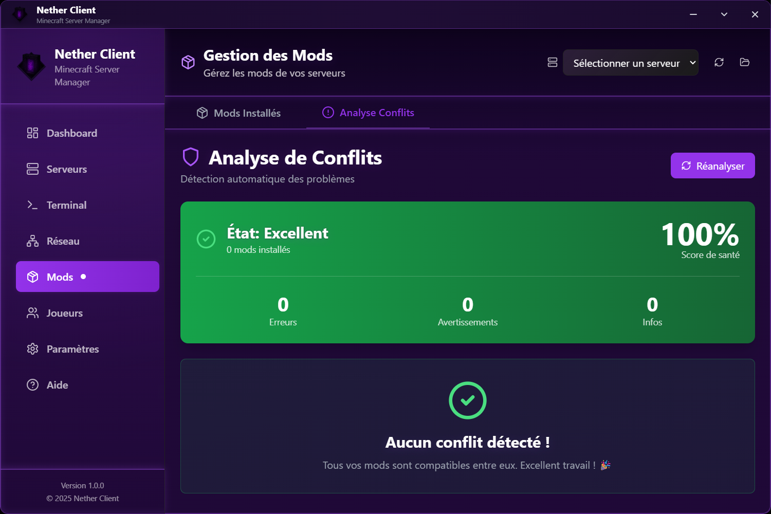 Gestion des mods et analyse de conflits